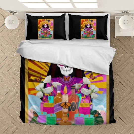 Rainbow Butterfly Santa Muerte Bedding Sets