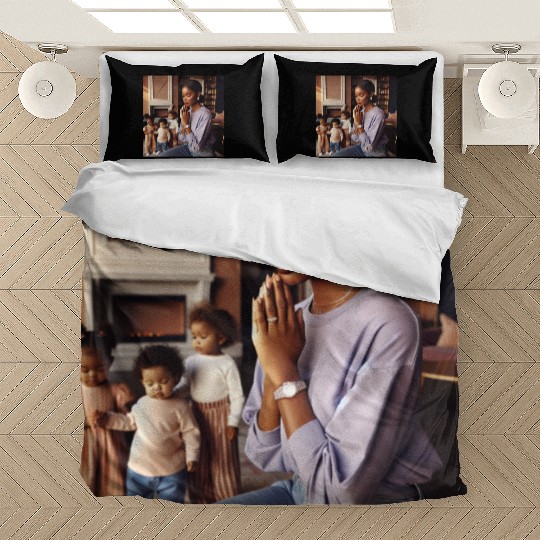 Caramel-skinned African American Woman Bedding Sets