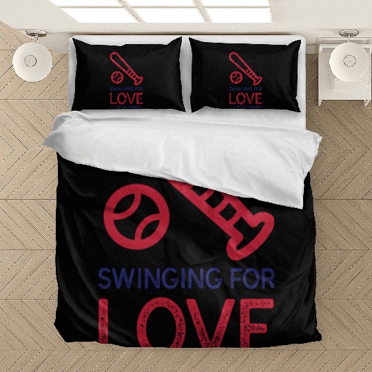 Swinging for love’ Baseball Valentines Day Bedding Sets