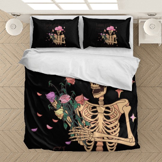 Funny Cowboy Skeleton with Flowers Bedding Sets