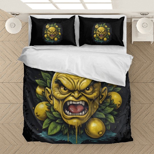 Angry Lemon Head with Realistic Details Bedding Sets