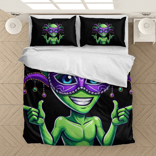 Mardi Gras Alien Cartoon Veggie Fun Bedding Sets