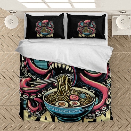 monster octopus eat ramen lover Bedding Sets