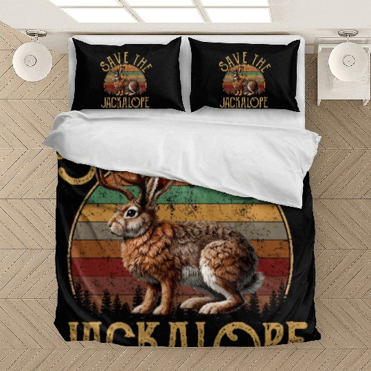 Save The Jackalope, Vintage Retro Camping Lover Ja Bedding Sets