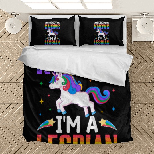 Nobody Knows I'm A Lesbian Pride LGBTQ Rainbow Bedding Sets