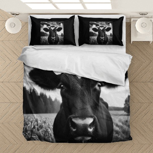 Cow cattle heifer Funny Graphic Selfie with UFO We Bedding Sets