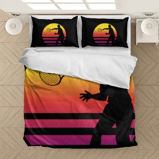 Retro Sunset Tennis Enthusiast Graphic Bedding Sets