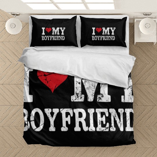Modern Trendy Vintage I Love My Boyfriend Bedding Sets