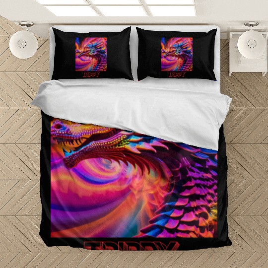 Trippy psychedelic fractal dragon Bedding Sets