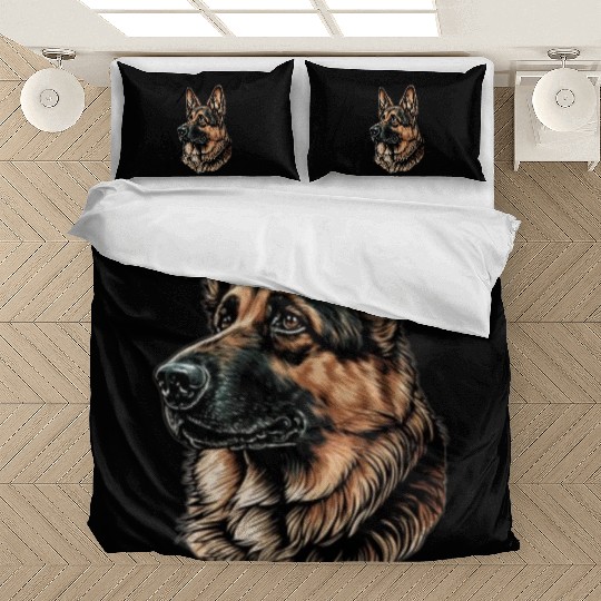 Serious Face German Shepherd Dog Head Bedding Sets