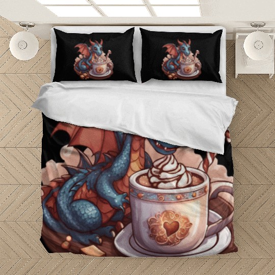 Cozy Dragon and Hot Chocolate Delight Bedding Sets
