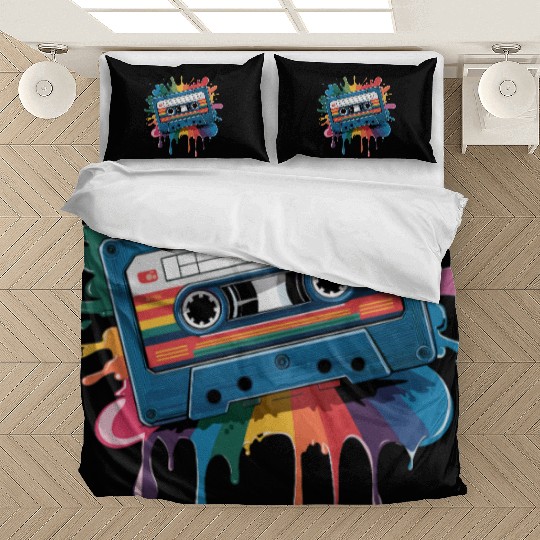 80s Retro Cassette Splash Classic Cassette Tape Bedding Sets