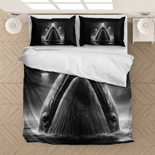 Whale cetacean Funny Graphic Selfie with UFOs Weir Bedding Sets