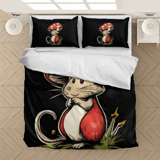 Mushroom Mouse Funny Animal And Mushroom Bedding Sets