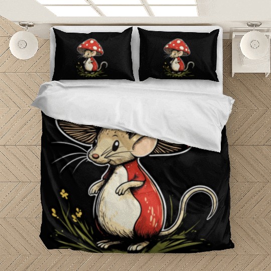 Mushroom Mouse Funny Animal And Mushroom Bedding Sets