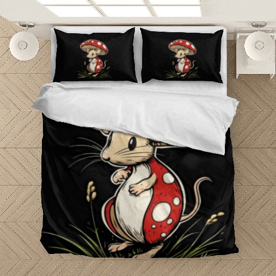 Mushroom Mouse Funny Animal And Mushroom Bedding Sets