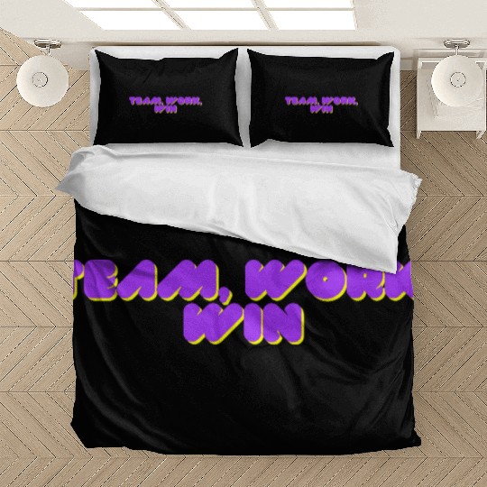 team, work, win team spirit Bedding Sets
