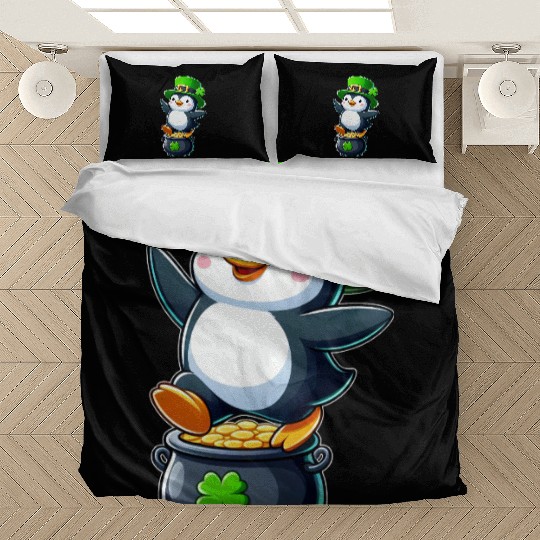St. Patrick's Day penguin top hat clover Bedding Sets