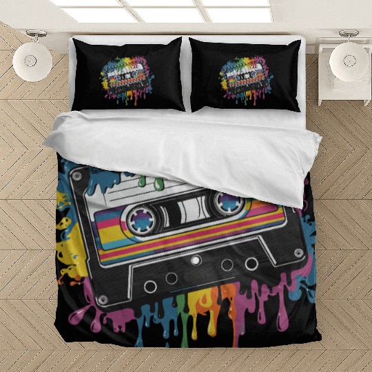 80s Retro Cassette Splash Classic Cassette Tape Bedding Sets