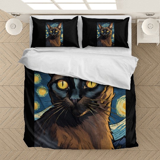 Cat painting red black cat Bedding Sets