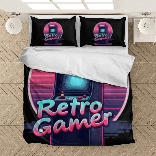 retro gamer in retro style oldschool gamer Bedding Sets