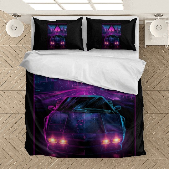 80s 90s Synthwave Car City Retro Vaporwave Bedding Sets