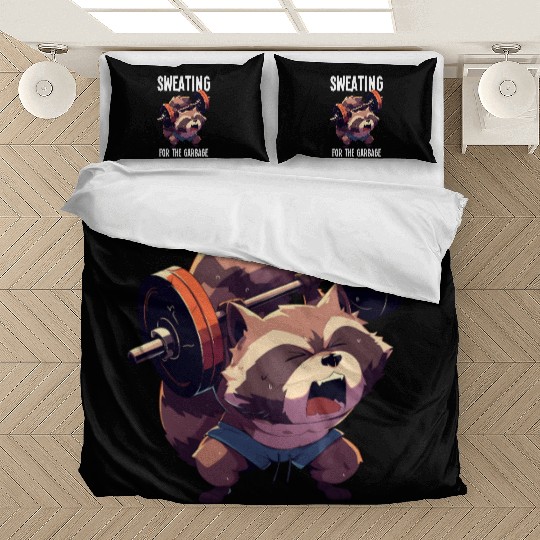 Raccoon Weightlifting Workout Gym Gift Bedding Sets
