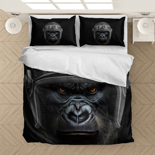 Biker Gorilla Motorcycle Silver Back Monkey Bedding Sets