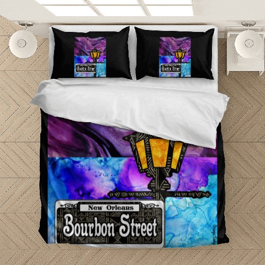 Purple Bourbon Street Lamp Post Bedding Sets