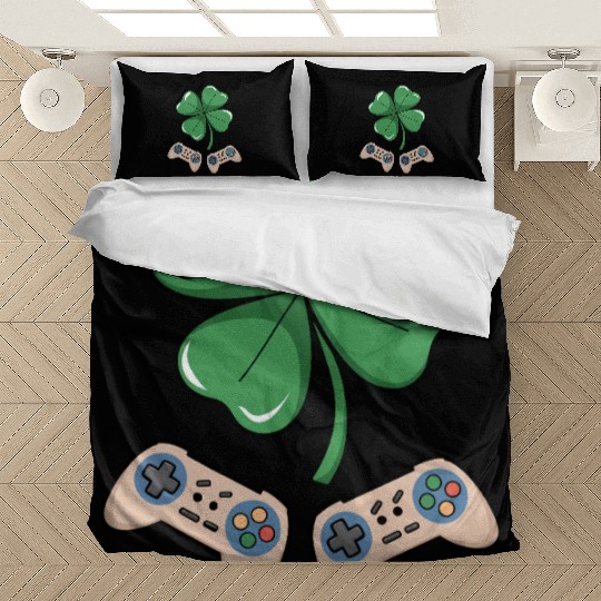 Gaming Shamrock St Patrick's Day Gamer Gifts Men Bedding Sets