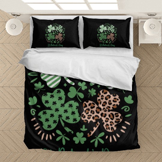 Plaid Leopard Print Shamrock St. Patrick's Day Bedding Sets