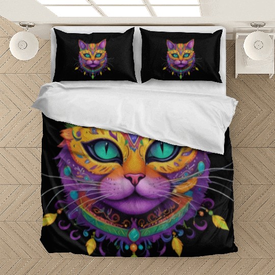 Cute Cat Mardi Gras Carnival Cat Lover Bedding Sets