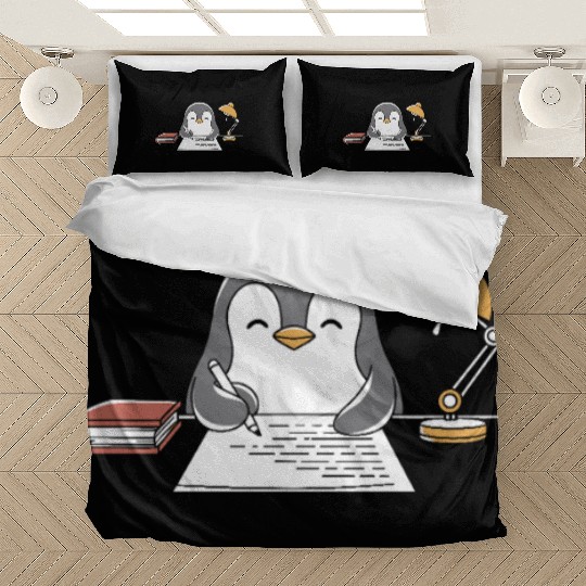 Writer Author Penguin Scribbling at Desk Bedding Sets