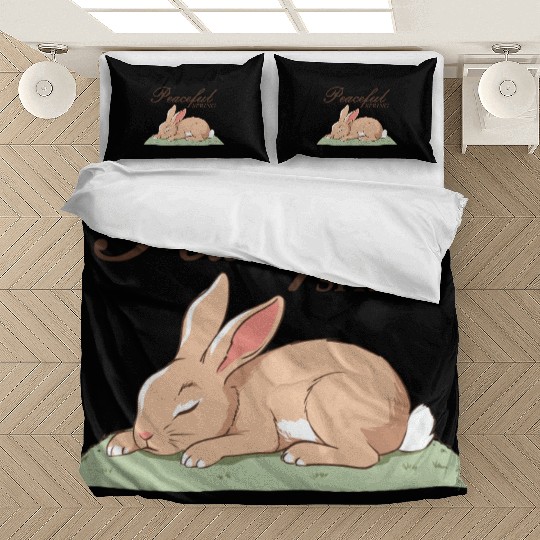 Peaceful Spring - Retro Bunny Illustration Bedding Sets
