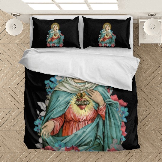 Immaculate Heart of Mary Blessed Mother Catholic Bedding Sets