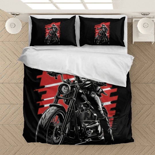 Sheriff Riding Motorcycle Illustration Bedding Sets