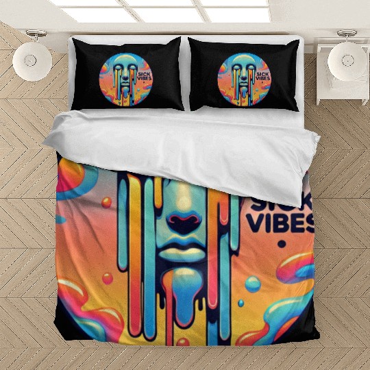 Psychedelic Melting Face with Vibrant Neon Bedding Sets