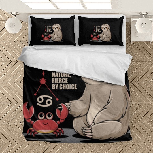 Cancer Zodiac Sloth: Nurture by Nature, Fierce by Bedding Sets