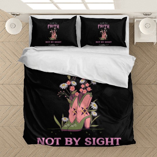Walk By Faith Cute Pink Christian Cowgirl boots Bedding Sets