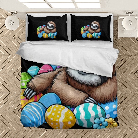 Cute Sloth Easter Egg Cartoon Chilling Bedding Sets