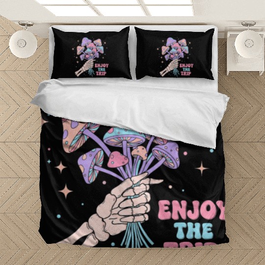 Psychedelic Mushrooms with Skeleton Hand Bedding Sets