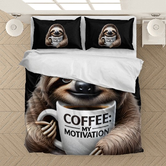 Sleepy Sloth Coffee Motivation Bedding Sets