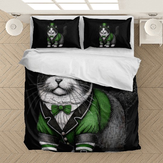 Lucky Cat in Green - St. Patrick’s Day Bedding Sets