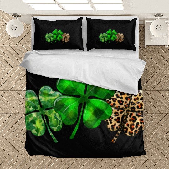 Plaid Shamrock Leopard Camouflage St Patricks Day Bedding Sets