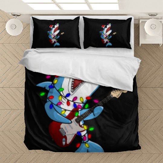 Shark Santa Guitar Player Bedding Sets