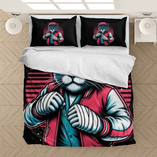 Vintage Street Fighter Cat #Vintage #Streetwear Bedding Sets
