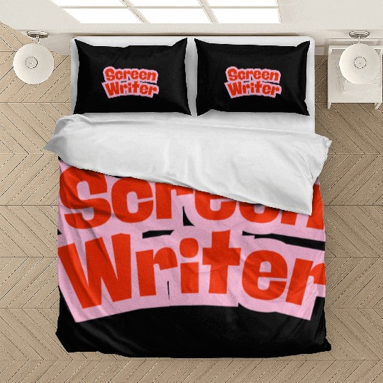 Screen Writer Red Text with Pink Border Bedding Sets