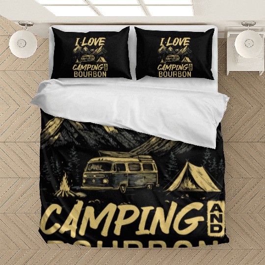I Love Camping And Bourbon Bedding Sets
