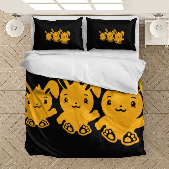 3 Rabbits Three Friends Team Crew Waving Sitting Bedding Sets