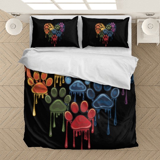 Colorful Paws Heart for Dog Lovers and Owners Bedding Sets